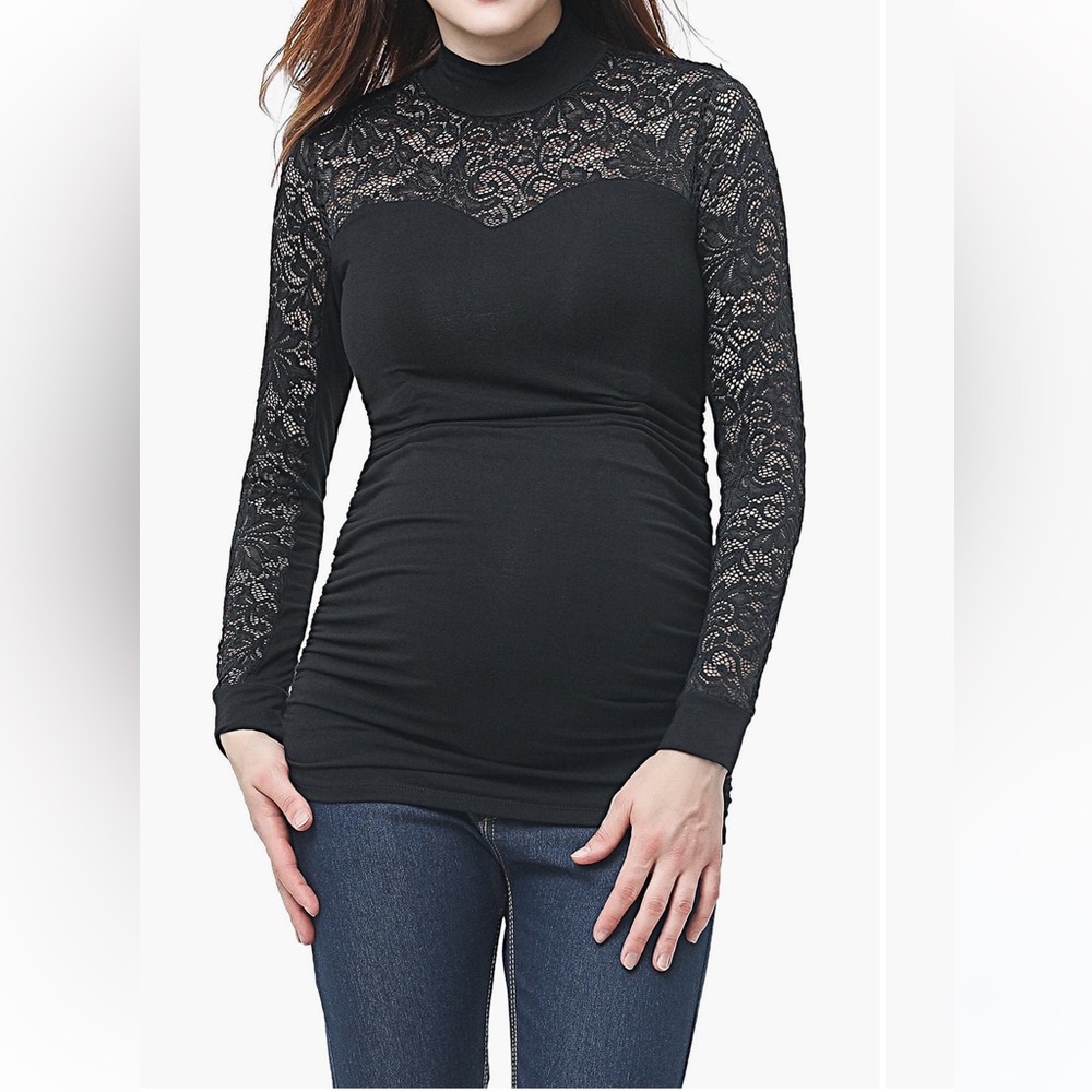 Kimi and Kai Black Fitted Ruched Long Sleeve Blouse